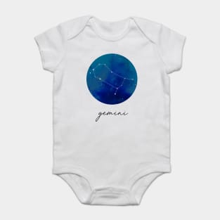 Gemini Zodiac Watercolor Constellation Baby Bodysuit